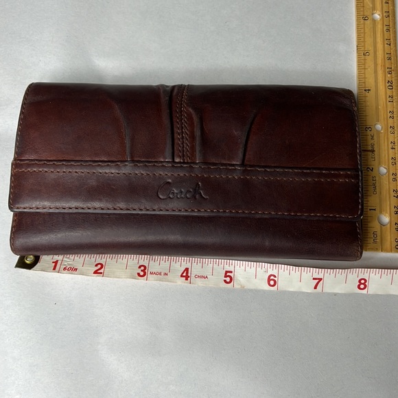 Vintage Coach Tri-fold Ashley brown Pleated Wallet trifold wallet - Picture 7 of 7